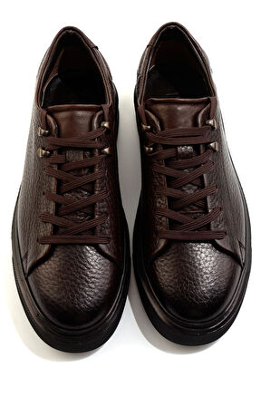 Kahve Hakiki Deri Erkek Sneaker E01593050503