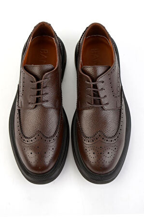 Kahve Hakiki Deri Erkek Oxford Ayakkabı E01597000340