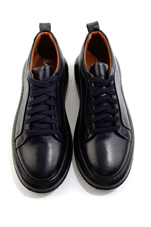 Lacivert Hakiki Deri Erkek Sneaker E01594315143