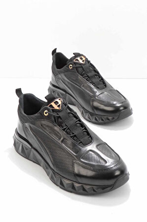 Siyah Hakiki Deri Erkek Sneaker E01604848903
