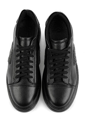 Siyah Hakiki Deri Erkek Sneaker E01600121640