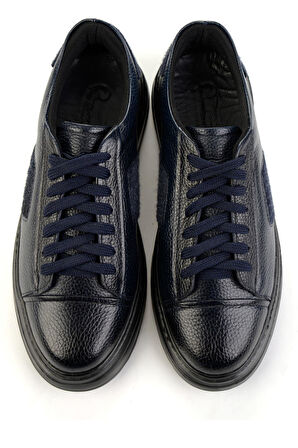 Lacivert Hakiki Deri Erkek Sneaker E01600121640