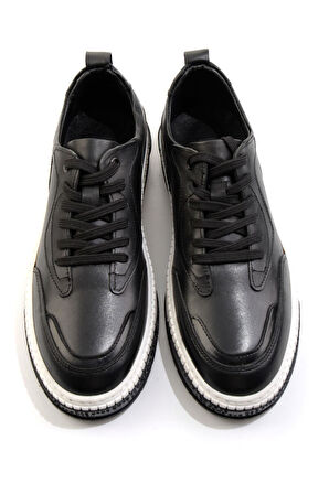 Siyah Hakiki Deri Erkek Casual Ayakkabı E01610202543