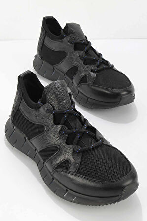 Siyah Saks Hakiki Deri Erkek Sneaker E01611011303
