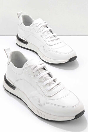 Beyaz Hakiki Deri Erkek Sneaker E01629995703