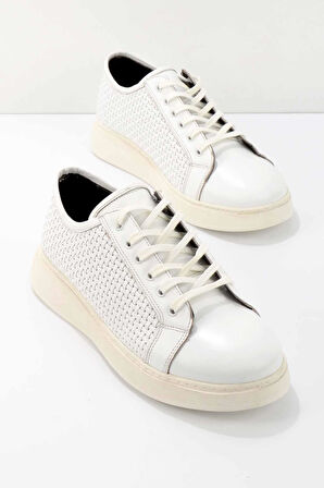 Beyaz Hakiki Deri Erkek Sneaker E01728378103