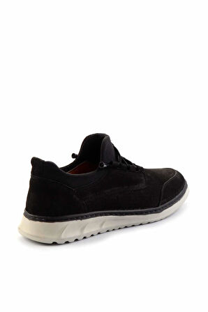 Siyah Nubuk Hakiki Deri Erkek Casual Ayakkabı E01733033101