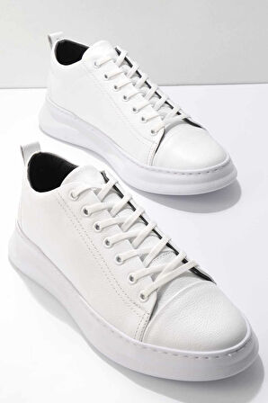 Beyaz Hakiki Deri Erkek Sneaker E01759021603