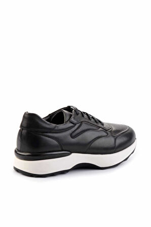 Siyah Baskılı Hakiki Deri Erkek Sneaker E01757167403