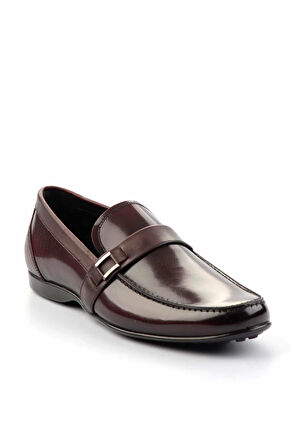 Bordo Baskılı Hakiki Deri Erkek Loafer Ayakkabı E01757267603