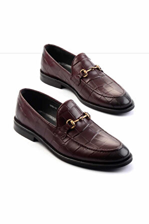 Bordo Hakiki Deri Erkek Klasik Ayakkabı E01755998011