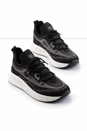 Siyah Beyaz Triko  Erkek Sneaker E01768002382