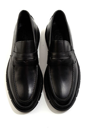 Siyah Hakiki Deri Erkek Loafer Ayakkabı E01795025641