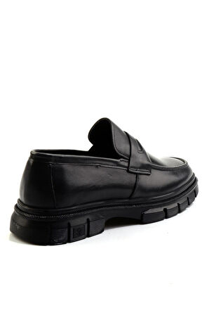 Siyah Hakiki Deri Erkek Loafer Ayakkabı E01795025641