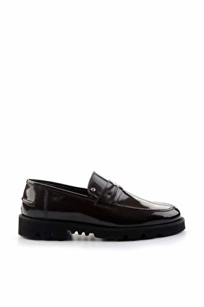 Bordo Açma Hakiki Deri Erkek Loafer Ayakkabı E01798103114