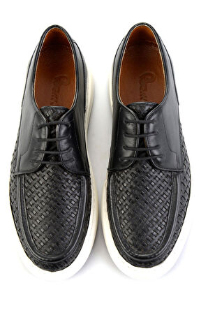 Siyah Hakiki Deri Erkek Klasik Ayakkabı E01798104516