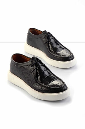 Siyah Siyah Leather Erkek Casual Ayakkabı E01798111140