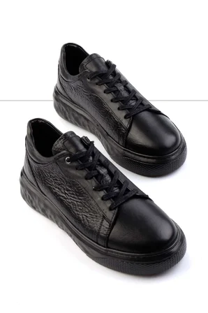Siyah Leather Erkek Sneaker E01863641243