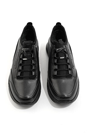 Siyah Hakiki Deri Erkek Casual Ayakkabı E01900221203