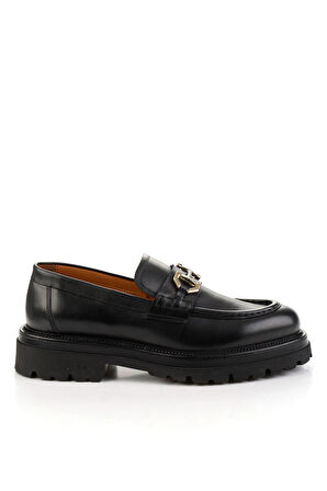 Siyah Hakiki Deri Erkek Loafer Ayakkabı E01901149441