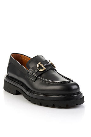 Siyah Hakiki Deri Erkek Loafer Ayakkabı E01901149441