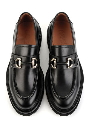 Siyah Hakiki Deri Erkek Loafer Ayakkabı E01901149441