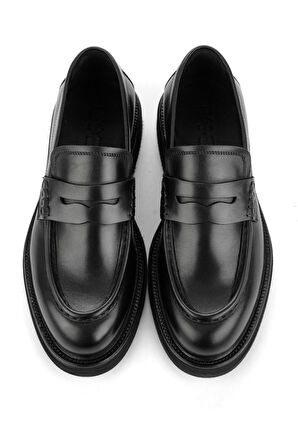 Siyah Hakiki Deri Erkek Loafer Ayakkabı E01901495303