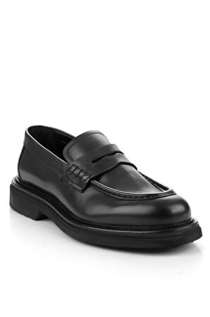 Siyah Hakiki Deri Erkek Loafer Ayakkabı E01901495303