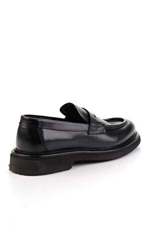 Siyah Hakiki Deri Erkek Loafer Ayakkabı E01901495303