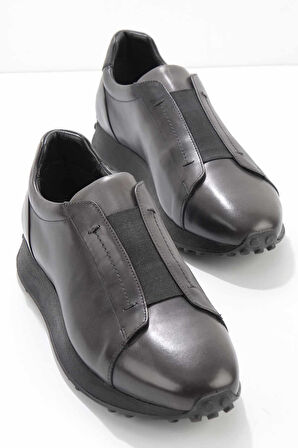 Gri Hakiki Deri Erkek Sneaker E01901617803