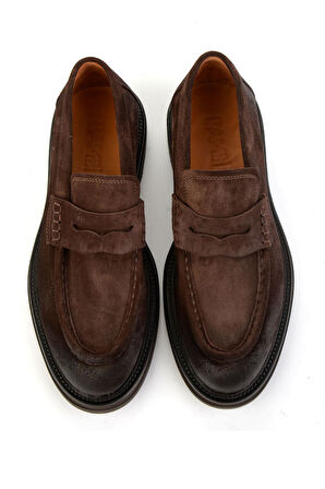 Kahve Hakiki Deri Erkek Loafer Ayakkabı E01901495302