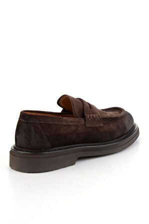 Kahve Hakiki Deri Erkek Loafer Ayakkabı E01901495302