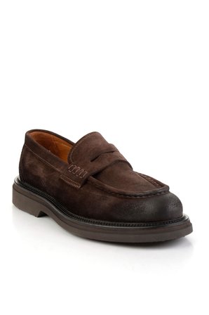 Kahve Hakiki Deri Erkek Loafer Ayakkabı E01901495302