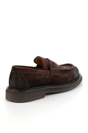 Kahve Hakiki Deri Erkek Loafer Ayakkabı E01901495302