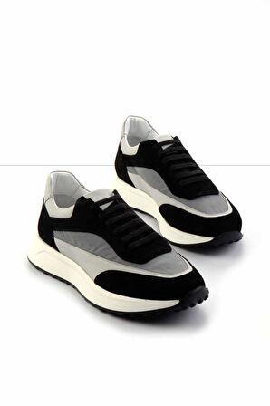 Siyah Süet Hakiki Deri Erkek Sneaker E01901625702