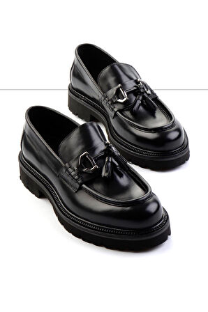 Siyah Leather Erkek Loafer Ayakkabı E01901494141