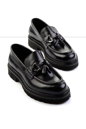 Siyah Leather Erkek Loafer Ayakkabı E01901494141