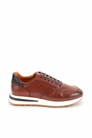 Kahve Siyah Hakiki Deri Erkek Sneaker E01901622403