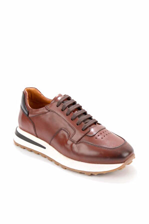 Kahve Siyah Hakiki Deri Erkek Sneaker E01901622403