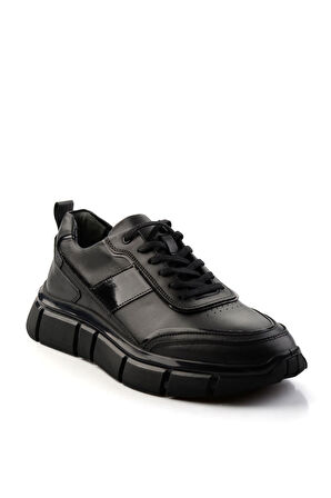 Siyah Hakiki Deri Erkek Sneaker E01958179203