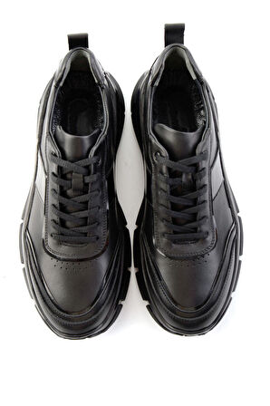 Siyah Hakiki Deri Erkek Sneaker E01958179203