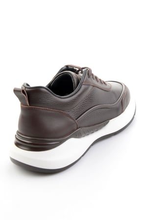 Kahve Hakiki Deri Erkek Sneaker E01958176543