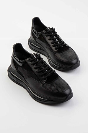 Siyah Hakiki Deri Erkek Sneaker E01958172803