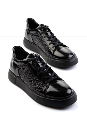 Siyah Rugan Hakiki Deri Erkek Sneaker E01958172008