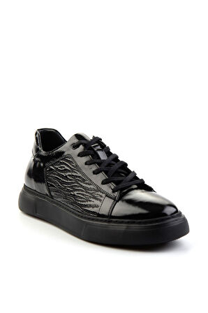 Siyah Rugan Hakiki Deri Erkek Sneaker E01958172008