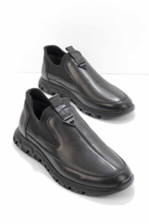 Siyah Hakiki Deri Erkek Casual Ayakkabı E01958156843