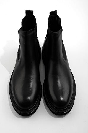 Siyah Hakiki Deri Erkek Bot & Bootie E02054012903