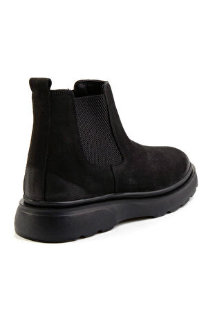 Siyah Hakiki Deri Erkek Bot & Bootie E02054070601