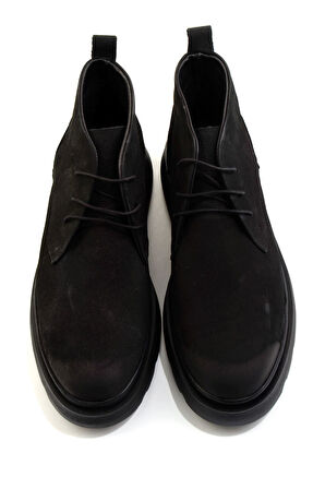 Siyah Hakiki Deri Erkek Bot & Bootie E02054070801