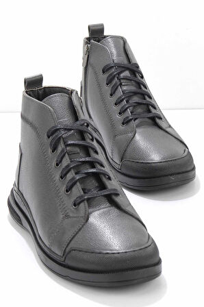 Gri Hakiki Deri Erkek Bot & Bootie E02107090103